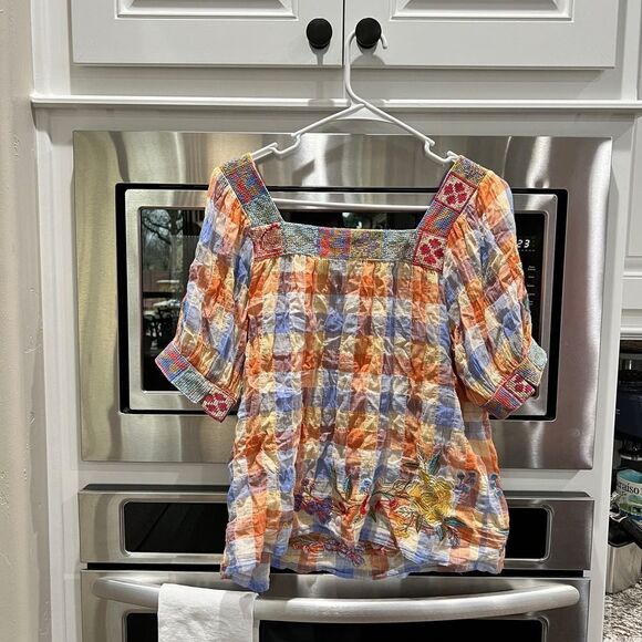 Johnny Was Workshop Petunia Square Neck Park Blouse Boho Chic W18823 - Picture 9 of 11